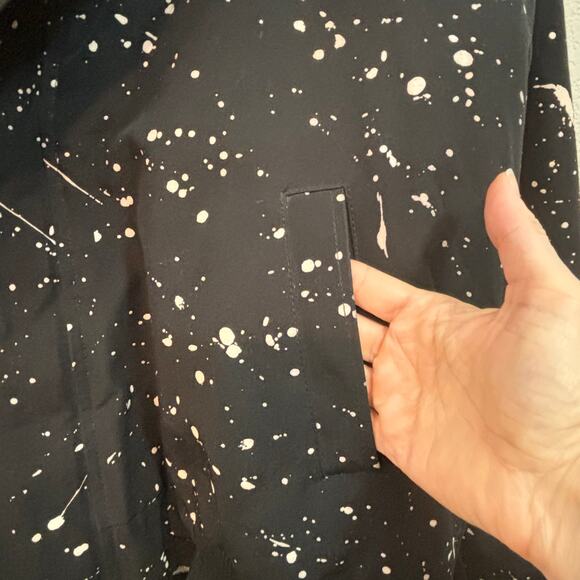 Jiaqisi Faux Fur Black White Paint Spatter Women’s Winter Coat - Picture 6 of 11